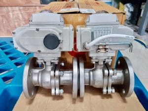 หัวขับไฟฟ้า ELECTRICAL ACTUATOR แบบ 4-20mA ประกอบกับ BALL VALVE SUS 2PC FLANGE JIS 10K